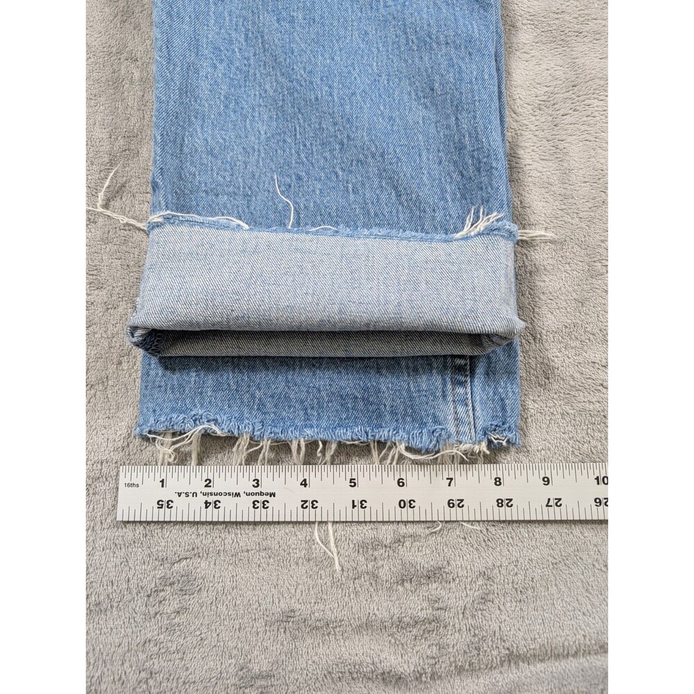 Abercrombie & Fitch Curve Love 90s Straight Jeans 32/14S High Rise Raw Hem Blue - Picture 11 of 11
